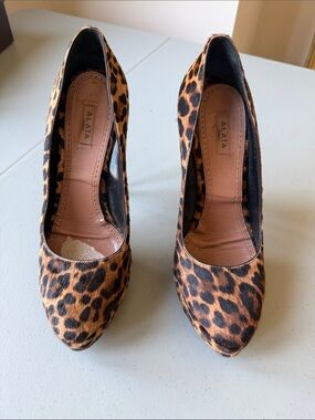 ALAIA Leopard-Print Calf Hair Round-Toe Platform Hight Stiletto Heel Size 39.5